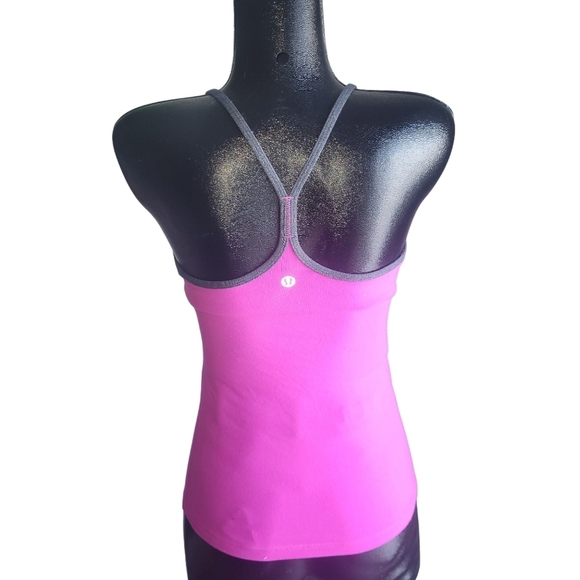 Lululemon Power Y Hot Pink Tank Top with Grey Accent Sz.4 - Picture 5 of 7